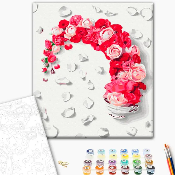 Pictură pe numere BrushMe Ceai roz 50 x 40 cm/ Verticală photo 2