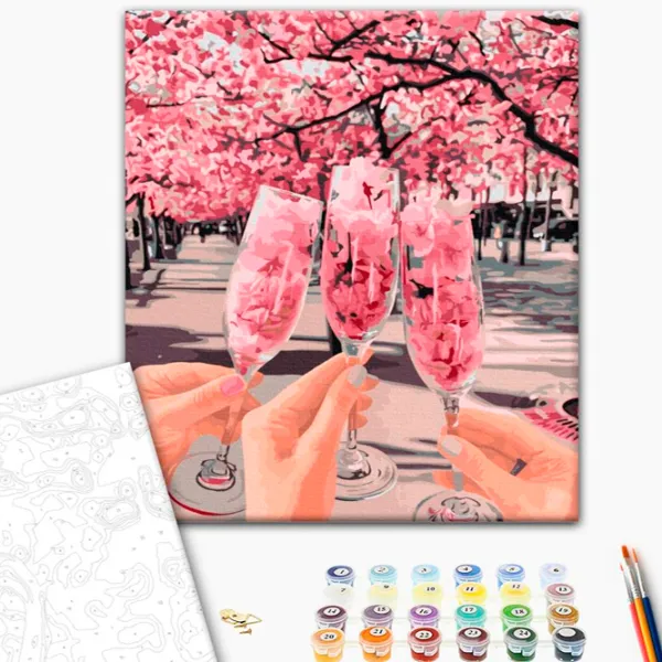 Pictură pe numere BrushMe Primăvara în pahare 50 x 40 cm/ Verticală photo 2