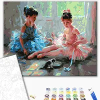 Картина по номерам BrushMe Балерины с котенком 50 x 40 см/ Горизонтальная photo 2