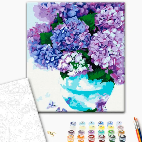Картина по номерам BrushMe Гортензия в небесном горшке 50 x 40 см/ Вертикальная photo 2
