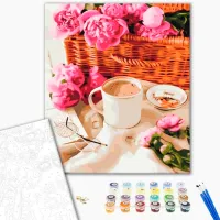 Картина по номерам BrushMe Пионы в корзине 50 x 40 см/ Вертикальная photo 2