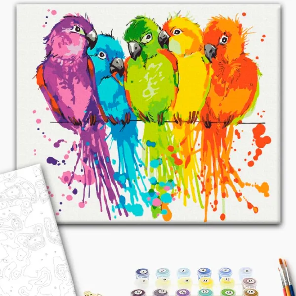 Картина по номерам BrushMe Разноцветные попугаи 50 x 40 см/ Горизонтальная photo 2