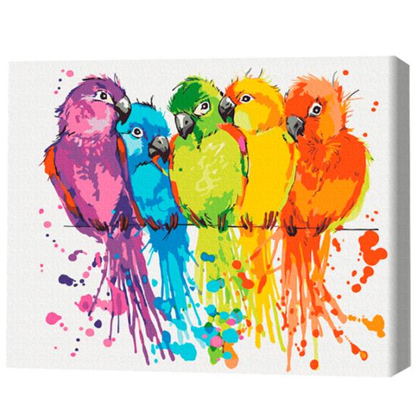 Картина по номерам BrushMe Разноцветные попугаи 50 x 40 см/ Горизонтальная photo 3