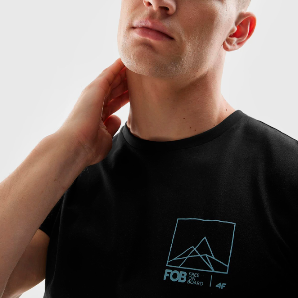 Футболка для мужчин 4F 4FAW23TTSHM0894-20S 100% хлопок/ Черный photo 4