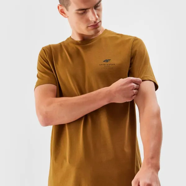Tricou pentru bărbați 4F 4FAW23TTSHM0951-74S 100% bumbac/ Gold photo 2
