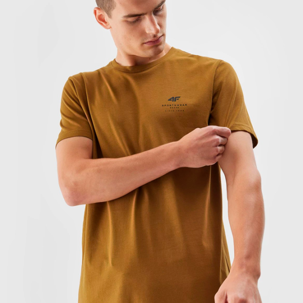 Tricou pentru bărbați 4F 4FAW23TTSHM0951-74S 100% bumbac/ Gold photo 2