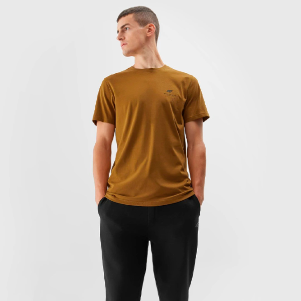 Tricou pentru bărbați 4F 4FAW23TTSHM0951-74S 100% bumbac/ Gold photo 3
