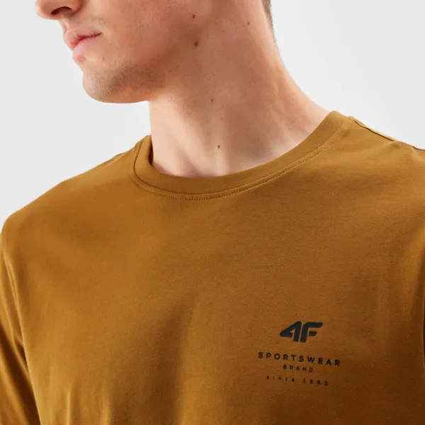 Tricou pentru bărbați 4F 4FAW23TTSHM0951-74S 100% bumbac/ Gold photo 4