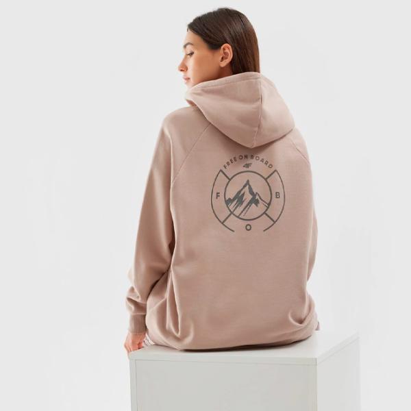 Толстовка для женщин 4F PULLOVER HOODIE Осень - Зима/ Бежевый photo 4