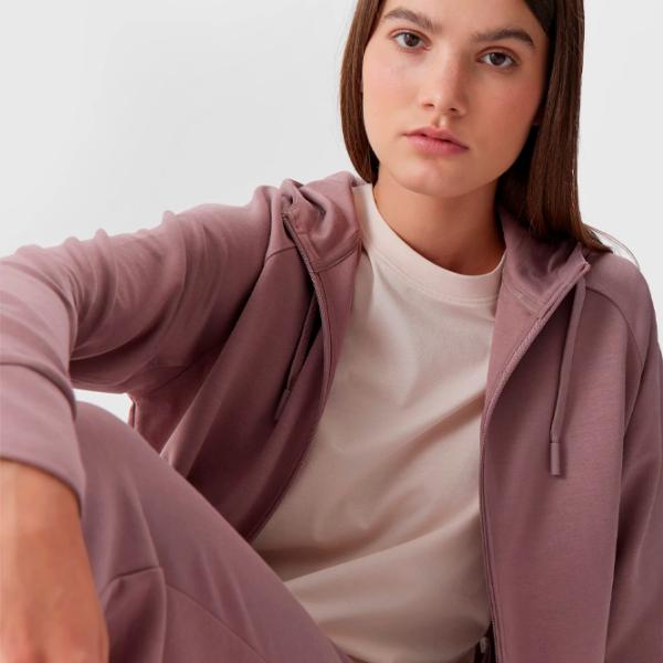 Hanorac pentru femei 4F CROP-TOP HOODIE Toamnă - iarnă/ Beige photo 5