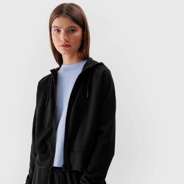 Толстовка для женщин 4F CROP-TOP HOODIE Осень - Зима/ Черный photo 4