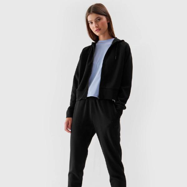 Hanorac pentru femei 4F CROP-TOP HOODIE Toamnă - iarnă/ Black photo 3