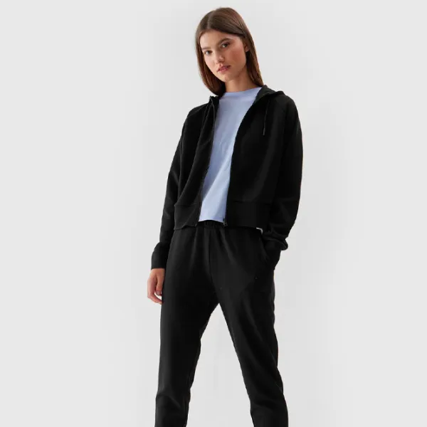 Hanorac pentru femei 4F CROP-TOP HOODIE Toamnă - iarnă/ Black photo 3