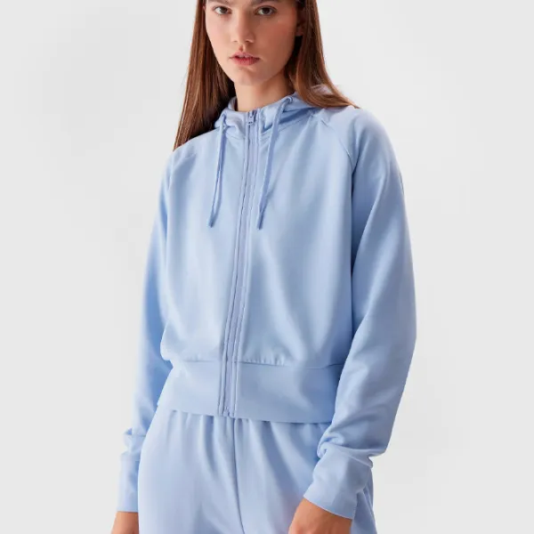 Hanorac pentru femei 4F CROP-TOP HOODIE Toamnă - iarnă/ Violet photo 2