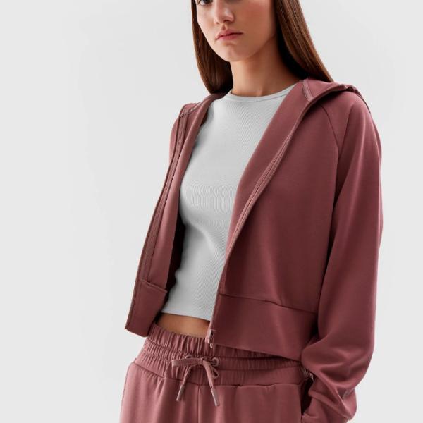 Hanorac pentru femei 4F CROP-TOP HOODIE Toamnă - iarnă/ Red photo 5