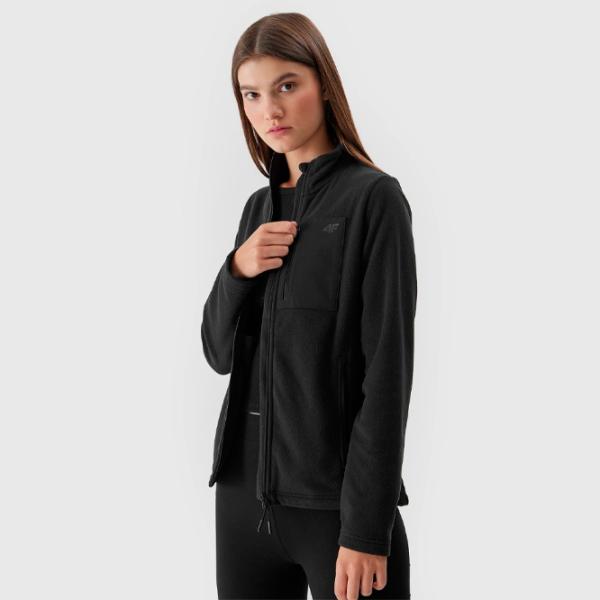 Hanorac pentru femei 4F REGULAR FLEECE WITH STAND-UP COLLAR Toamnă - iarnă/ Black photo 2