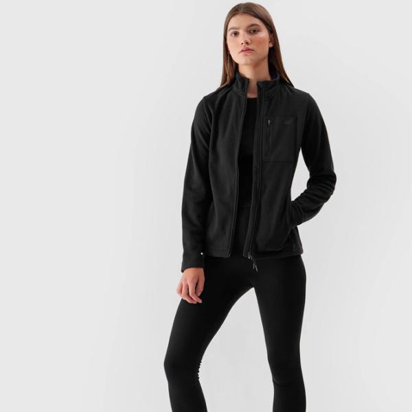 Hanorac pentru femei 4F REGULAR FLEECE WITH STAND-UP COLLAR Toamnă - iarnă/ Black photo 3