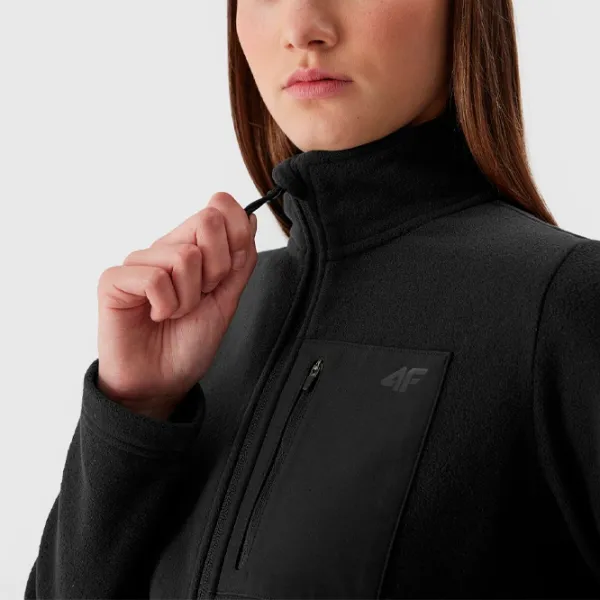 Hanorac pentru femei 4F REGULAR FLEECE WITH STAND-UP COLLAR Toamnă - iarnă/ Black photo 4