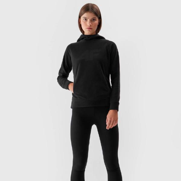 Толстовка для женщин 4F REGULAR HOODED FLEECE Осень - Зима/ Черный photo 4