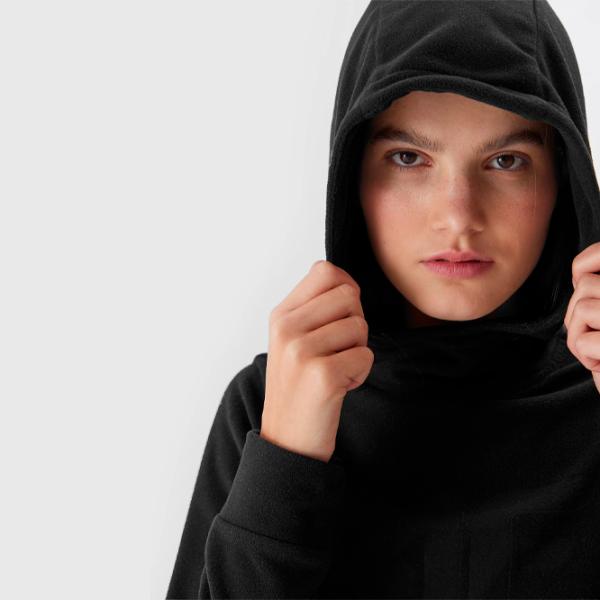 Hanorac pentru femei 4F REGULAR HOODED FLEECE Toamnă - iarnă/ Black photo 5
