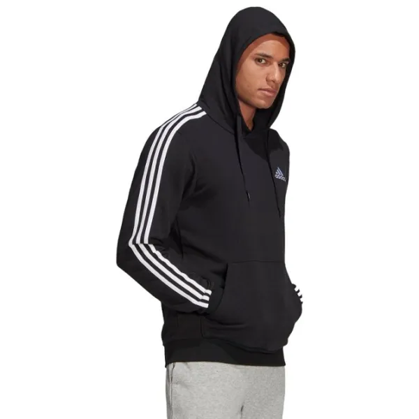 Hanorac pentru bărbați Adidas Essentials 3 Stripes French Terry Drept/ Black photo 4