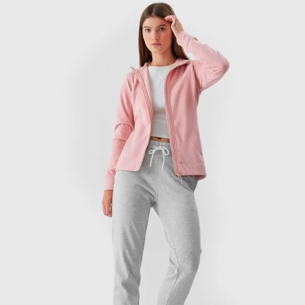 Hanorac pentru femei 4F REGULAR HOODED FLEECE Toamnă - iarnă/ Pink photo 4