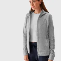 Hanorac pentru femei 4F REGULAR HOODED FLEECE Toamnă - iarnă/ Gray photo 3