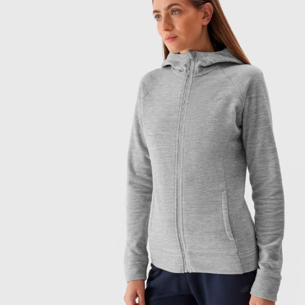 Hanorac pentru femei 4F REGULAR HOODED FLEECE Toamnă - iarnă/ Gray photo 5