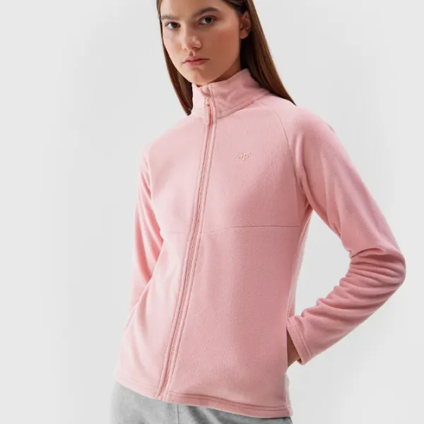 Hanorac pentru femei 4F REGULAR FLEECE WITH STAND-UP COLLAR Toamnă - iarnă/ Pink photo 3
