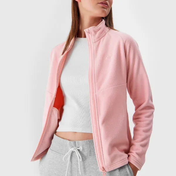 Hanorac pentru femei 4F REGULAR FLEECE WITH STAND-UP COLLAR Toamnă - iarnă/ Pink photo 4