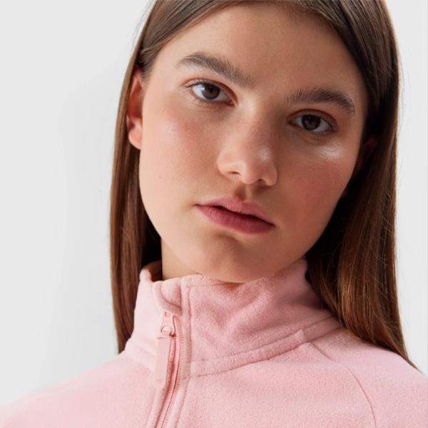 Hanorac pentru femei 4F REGULAR FLEECE WITH STAND-UP COLLAR Toamnă - iarnă/ Pink photo 7