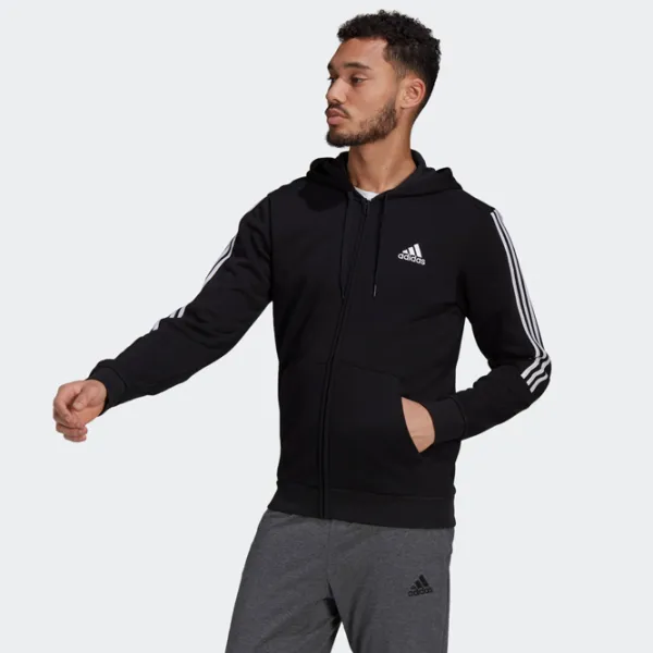 Hanorac pentru bărbați Adidas Fleece Cut 3S Full Zip Drept/ Black photo 2