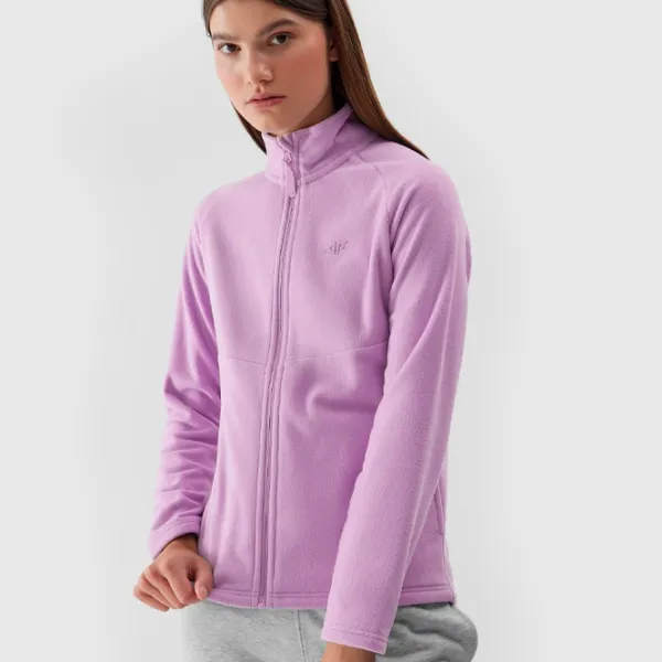 Hanorac pentru femei 4F REGULAR FLEECE WITH STAND-UP COLLAR Toamnă - iarnă/ Violet photo 3