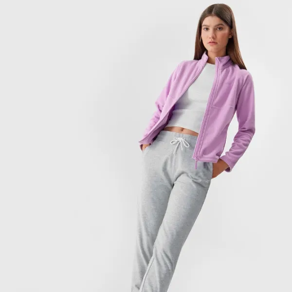 Hanorac pentru femei 4F REGULAR FLEECE WITH STAND-UP COLLAR Toamnă - iarnă/ Violet photo 4
