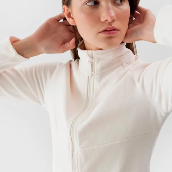 Hanorac pentru femei 4F REGULAR FLEECE WITH STAND-UP COLLAR Toamnă - iarnă/ Beige photo 6