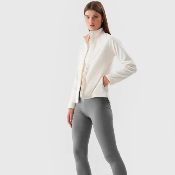 Толстовка для женщин 4F REGULAR FLEECE WITH STAND-UP COLLAR Осень - Зима/ Бежевый photo 3