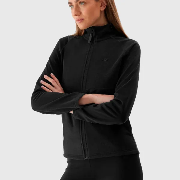 Hanorac pentru femei 4F REGULAR FLEECE WITH STAND-UP COLLAR Toamnă - iarnă/ Black photo 3