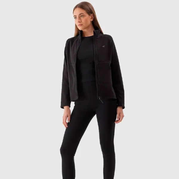 Hanorac pentru femei 4F REGULAR FLEECE WITH STAND-UP COLLAR Toamnă - iarnă/ Black photo 4
