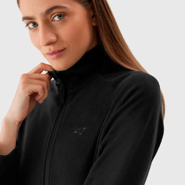 Hanorac pentru femei 4F REGULAR FLEECE WITH STAND-UP COLLAR Toamnă - iarnă/ Black photo 5