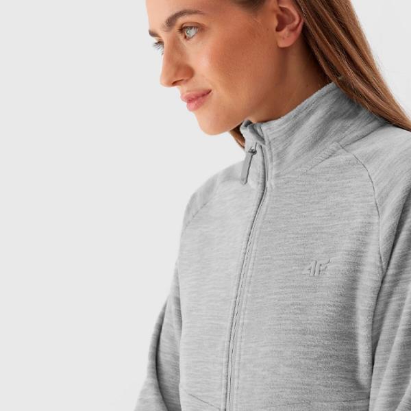 Hanorac pentru femei 4F REGULAR FLEECE WITH STAND-UP COLLAR Toamnă - iarnă/ Gray photo 6