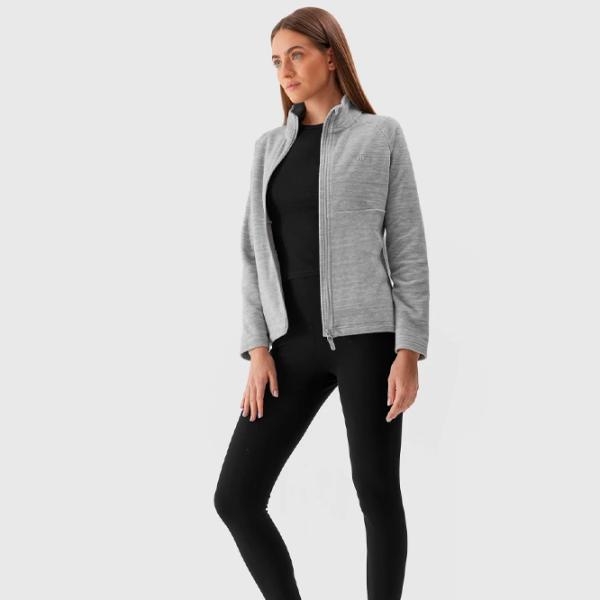Hanorac pentru femei 4F REGULAR FLEECE WITH STAND-UP COLLAR Toamnă - iarnă/ Gray photo 7