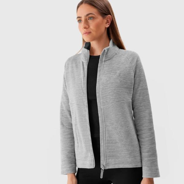 Толстовка для женщин 4F REGULAR FLEECE WITH STAND-UP COLLAR Осень - Зима/ Серый photo 3