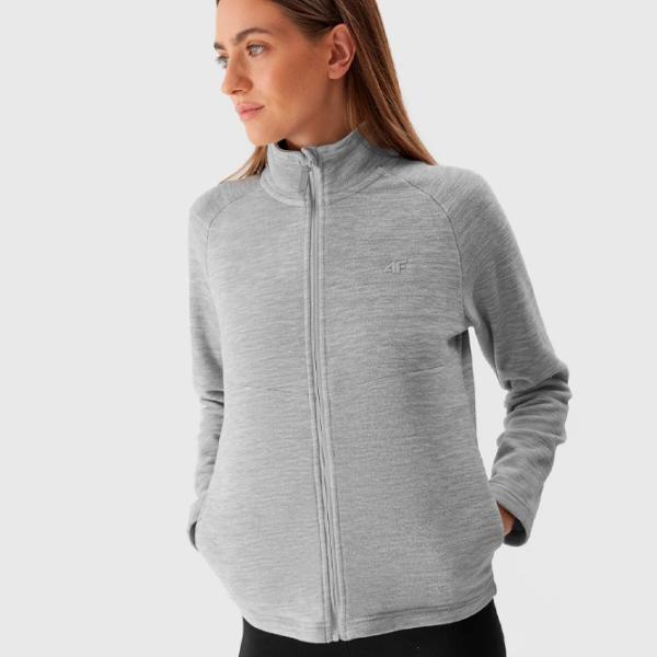 Толстовка для женщин 4F REGULAR FLEECE WITH STAND-UP COLLAR Осень - Зима/ Серый photo 6