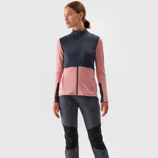 Толстовка для женщин 4F REGULAR FLEECE WITH STAND-UP COLLAR Осень - Зима/ Розовый photo 4