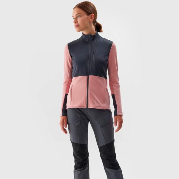 Hanorac pentru femei 4F REGULAR FLEECE WITH STAND-UP COLLAR Toamnă - iarnă/ Pink photo 3