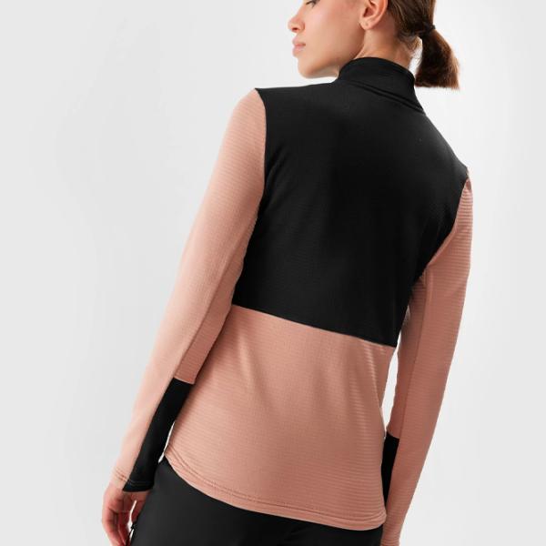 Hanorac pentru femei 4F REGULAR FLEECE WITH STAND-UP COLLAR Toamnă - iarnă/ Brown photo 4