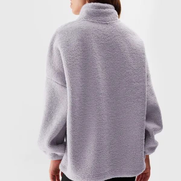 Hanorac pentru femei 4F SHERPA FLEECE WITH STAND-UP COLLAR Toamnă - iarnă/ Violet photo 3