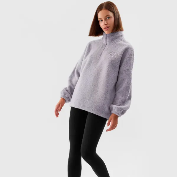 Толстовка для женщин 4F SHERPA FLEECE WITH STAND-UP COLLAR Осень - Зима/ Фиолетовый photo 4