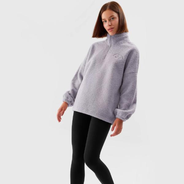 Толстовка для женщин 4F SHERPA FLEECE WITH STAND-UP COLLAR Осень - Зима/ Фиолетовый photo 4