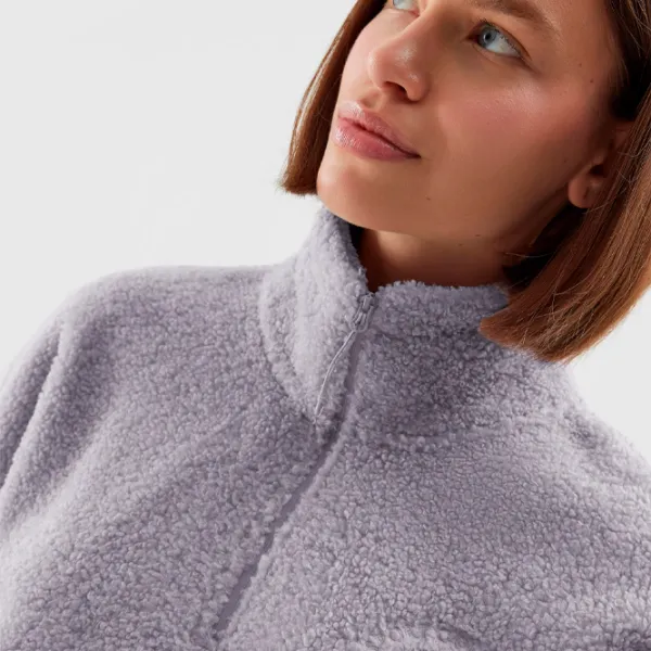 Толстовка для женщин 4F SHERPA FLEECE WITH STAND-UP COLLAR Осень - Зима/ Фиолетовый photo 6